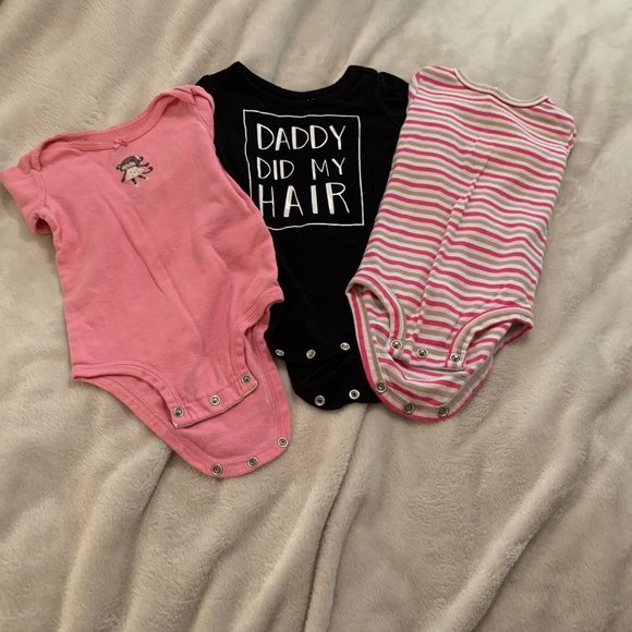 Three Long Sleeve Cotton Snap Crotch Bodysuits Size 9 Months - Picture 1 of 16